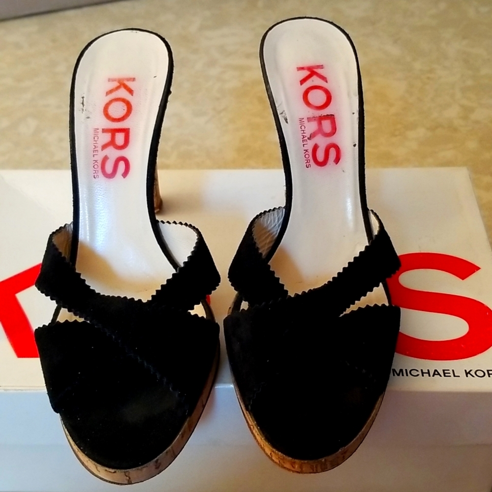Kors by Michael Kors cork heel platform slides
